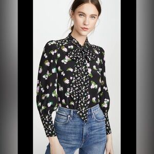 Tanya Taylor size 12 silk Susan top, bishop sleeves, 100% silk. Button up.